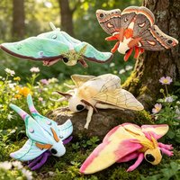 Cute Insect Silkworm Rosy Maple Moth Plush Toys Fidelity Luna Moth Plushie Insect Lifelike Hyalophora Cecropia Kawaii Kids Toys