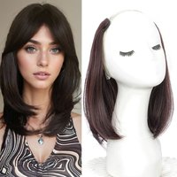 20/30cm Synthetic Short Straight Internal Buckle V-shaped Half Head 4Clips Hair Extension Invisible Hairpiece for Women