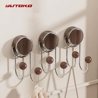 Home Multi-functional No-punch Hook Light Luxury Walnut Bathroom Porch Coat Hook Creative Wall Hanging Storage Rack Organizer