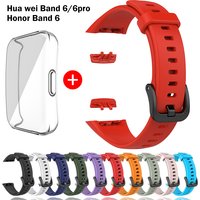 Silicone correa For Huawei Band 6 strap 6 Pro Strap With TPU Full Screen Protector Case Replacement bracelet Honor Band 6 Strap