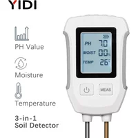 3in1 Soil Tester LCD Screen Detector PH Thermometer Temperature Moisture Meter For Plants Gardening Flower Potted Plantation