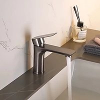 Bathroom Washbasin Faucet Hot Cold Mixer Tap Stainless Steel Deck Mount Single Handle with a Pair of Inlet Pipes