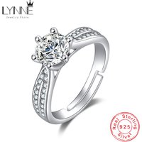 Fashion 925 Sterling Silver Cubic Zirconia Fine Rings Women Jewelry Crown Round Rhinestone Wedding Adjustable Open Finger Ring