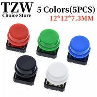 5PCS Tactile Push Button Switch Momentary 12*12*7.3MM Micro switch button + 5PCS Tact Cap(5 colors) for Arduino Switch