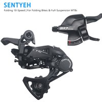 SENTYEH Mountain Bike Rear Derailleur High Tension 9-10s Short Foldable Bicycle Gear Shifting Kit for Cycling Accessories
