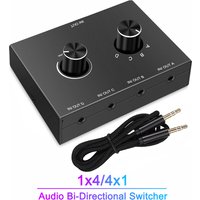 4 Way 3.5mm Jack Audio Switcher Stereo Bi-Directional Audio Switch Splitter Box 4 In 1 Out / 4 In 1 Out with Mute Button