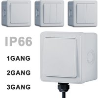 IP66 Waterproof Outdoor Wall Switch 1/2/3 Gang Weatherproof Push Button 16A Power Switch ON OFF for Home and Garden