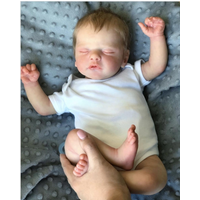 46CM Finished Reborn Baby Doll Sam Lifelike 3D Skin Visible Veins Handmade Hair Newborn For Girl Gift With Doll Accessories