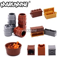Marumine 50PCS 2x2x2 Round Wooden Barrel MOC 2489 64951 Bricks Container Parts DIY Assembly Particle Building Block Accessories