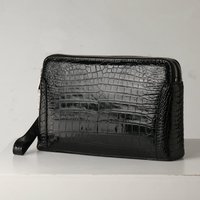 2024 New Crocodile Leather Men's Clutch Bag Business Double Zipper Bag Passport Lock Leisure Large Capacity Clutch Bag 45