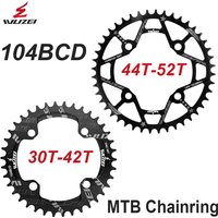 Wuzei 104BCD MTB Chainring Narrow Wide 104 BCD Crown Mountain Bike Sprocket 30 32 34 36 38 40 42T Bicycle Star Bike Chainwheel
