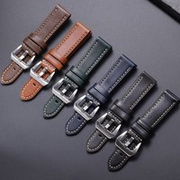 Crazy Horse Leather Watch Strap 20mm 22mm 24mm 26mm for Panerai Vintage Watch Band Black Blue Brown Handmade Watchband Accessory