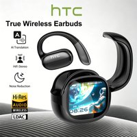 Słuchawki Bluetooth HTC z dźwiękiem przestrzennym Hi-Fi Stereo, wygodne, lekkie, otwarte nausznice do sportu i biegania, bezprzewodowe słuchawki NE58