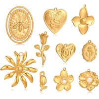 3Pcs Large Bee Connecter Charms Stainless Steel Flower/Rose/Tulip/Honeybee Pendant DIY Crafting Necklace Bracelet Jewelry Making