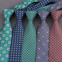 Men's 8cm Wide Soft Smooth Ties Green Navy Blue Paisley Polka Dot Printed Necktie Business Wedding Party Accessories Gifts