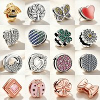 Hot Selling 925 Silver Ladybug Flower Butterfly Love Bead Fixing Clip Compatible with Original Flat Bracelet DIY Fashion Jewelry