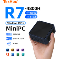 Texhoo MINI PC Computer Gaming AMD Ryzen7 4800H 5800H 16G DDR4 2666MHz 512G NVMe SSD Pocket Dual HDMI LAN WIFI6 BT5.2 NUC Office