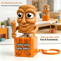 New Tung tung tung Sahur Keychain Wooden Stick Man Button Keychain Luminous Pendant Anime Peripheral Decor Decor Gift Toys