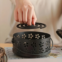 Retro style metal mosquito coil holder with handle - portable iron incense burner for home and outdoor decor insence burner