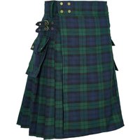 Mens Utility Kilt Pin Scottish Tartan Apparel Black & Irish Hybrid Royal Stewart Pockets Kilts