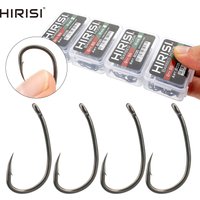 Hirisi 50/100pcs PTFE Coated High Carbon Stainless Steel Micro Barbed Fish Hook With Eye with Spliceable Box 8035 Fishing Tool