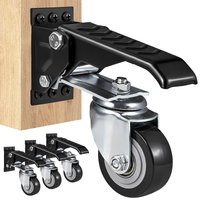 SucceBuy 2.5" Set of 4 Workbench Caster Wheels Side Mounted Retractable Stepdown Wheel 360° Swivel for Tables and Equipment