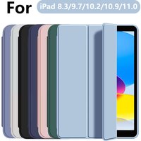 for iPad 5/6/7/8/9/10th gen Compatible with Air 4/5/6/7 Pro 11, three fold stand intelligent protective cover with soft TPU case