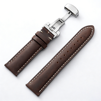 New Butterfly Buckle 14/16/18/20/22/24mm Watchband Genuine Calfskin Watch Strap Belt Vintage Brown Straps Quick Release Bracelet