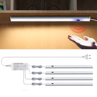 EU Plug 220V 1 Set Night Light with Motion Sensor Wardrobe Cabinet Lamp Kitchen LED Light Bar Hand Sweep