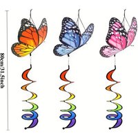 1 PC Vibrant Multi-Color Windmill Garland with Butterfly Designs - 80cm Durable Outdoor Fabric Hanging Spinners for Garden Party