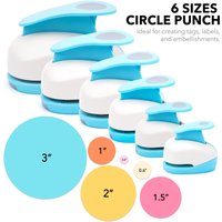 Circle Paper Hole Puncher Cutter Tool Set 0.3"/0.6"/1"/1.5"/2"/3" Lever Action Craft Punches for Paper Crafting Scrapbooking