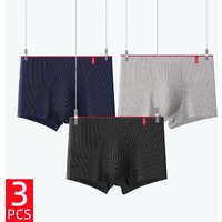 3 Pcs/Lot Men's Simple Striped Underwear Comfortable Breathable Mid-Rise Boxers Briefs Teenage Fashion Boxer Shorts
