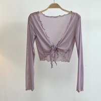 Women's Summer Dance Practice Sun Protection Mesh Cardigan with Suspenders Air Conditioning Shirt Shoulder Shawl Outerwear