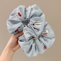 2 pieces of exquisite Korean style blue striped bow cherry tight headband fashionable new hair accessory styling fixed props