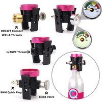 SODA Pink Quick Connect CO2 Cylinder Refill Adapter On/Off Adaptor With Bleed & Gauge & Quick Plug & DIN477