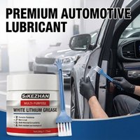 50g White Lithium Grease with Brush, Car Home Lubricant for Sunroof & Door Hinge, Waterproof Heat Resistant Maintenance Grease