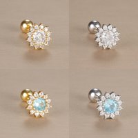 1PC Stainless Steel Flower Zircon Ear Stud Earrings for Women Exquisite Tragus Cartilage Standard Lobe Daith Piercing Jewelry