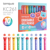 Languo 1 Box of 10 Erasable Gel Pens, Erasable Pens, Rich Colors to Choose From, Cute Eggshell Design, Erasable Ink, Suitable for Drawing, Coloring, and Writing