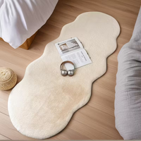 Soft plush floor mat - Machine washable anti slip carpet, beige/modern bedroom, living room, office decoration - Easy to clean