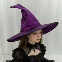 Halloween Witch Hat Velvet Witch Hat Black Purple Green Hat for Cosplay Holiday Party Themed Party