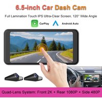 6.5 Inch 2K 4 Channel Car DVR Loop Recording Dash Cam for CarPlay Android Auto HD Recorder 120 Wide Angle Night Vision Air Vent