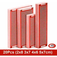 20 pcs/lot PCB Prototype Board Circuit Prototboard Universal Stripboard Prototyping Veroboard 2x8 3x7 4x6 5x7 5Pcs Each Mix Red