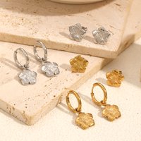 Stainless Steel Hot Selling Gold Plated Flower Pendant Accessories Earrings Vintage Fashion For Women Jewelry Gift