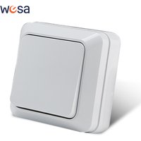 WESA Wall Mount Button Switch Classic Plastic Surface 1 Gang 1 Way Vintage Outdoor White Wall Exterior Switch On And Off