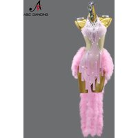Party Feather Dress For Women Latin Dance Costume American Stage Sexy Outfit Practice Competition Adult Sport Prom Girls Clothes