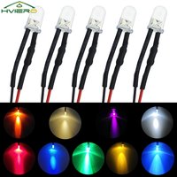 5X F5 5mm Round 20cm Pre Wired DC 12V LED Lamp Light Bulb White Red Blue Green Yellow Warm Diode Emitting Diodes