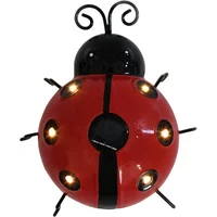 1Pcs Ladybug Ornament IP65 Waterproof Lifelike Metal Ladybug Outdoor Hanging Beetle Solar Light Front Porch Backyard Decoration