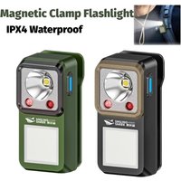 Magnetic Clamp LED Flashlight – Rechargeable & Durable Clip-On Light with Long Battery Life for Hiking & Repairs