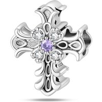 925 Sterling Silver Charms Bead CZ Zircon Romantic Classical Cross Dangle Fit Original Bracelet DIY Women Jewelry Gift
