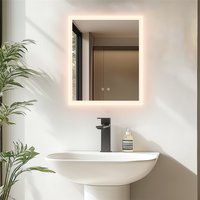 LUVODI Rectangular LED Bathroom Mirror with Lights,Wall Mounted Lighted Vanity Mirror with Defog,Vertical/Horizontal Mount